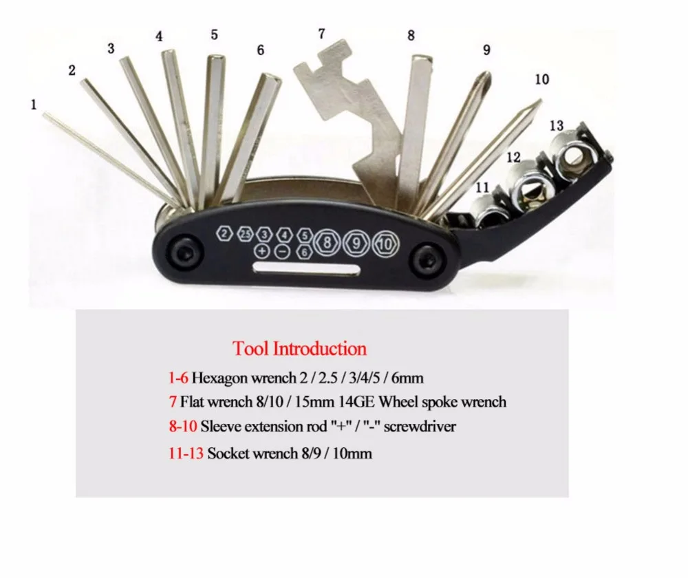 Sireck 16 в 1 многофункциональные инструменты для ремонта велосипеда, Набор шестигранных спиц, велосипедная отвертка, инструмент, портативный инструмент для ремонта горного велосипеда