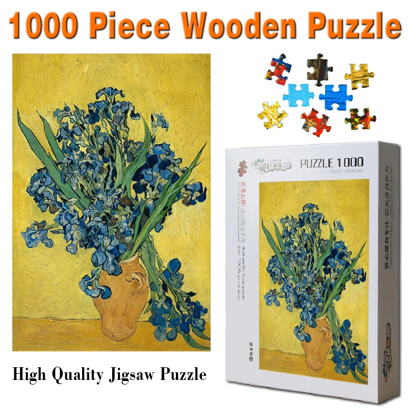 Hot sale Van Gogh Irises 520/1000/1500 pieces Wooden Jigsaws Puzzles