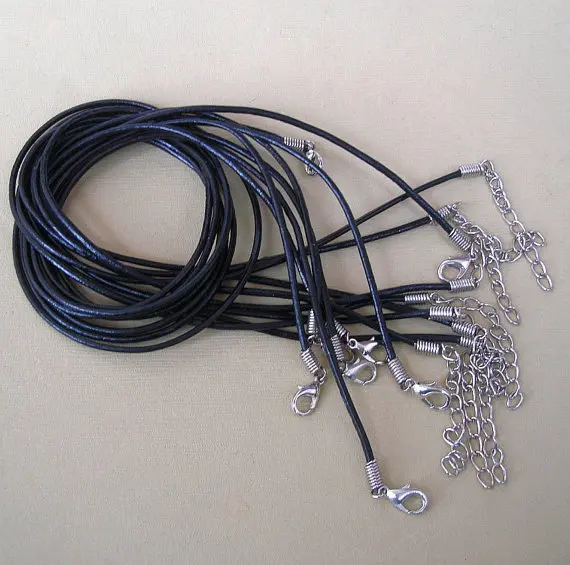 

Wholesale 10PCS Real Leather Black Cord Necklace Fit European Beads Charms 45cm DIY Making Jewelry