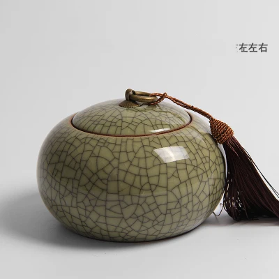 Longquan Celadon чайная коробка, чайная банка, керамическая фарфоровая чайная банка, керамическая чайная бочка, герметичный резервуар для хранения чая caddy - Цвет: E Big
