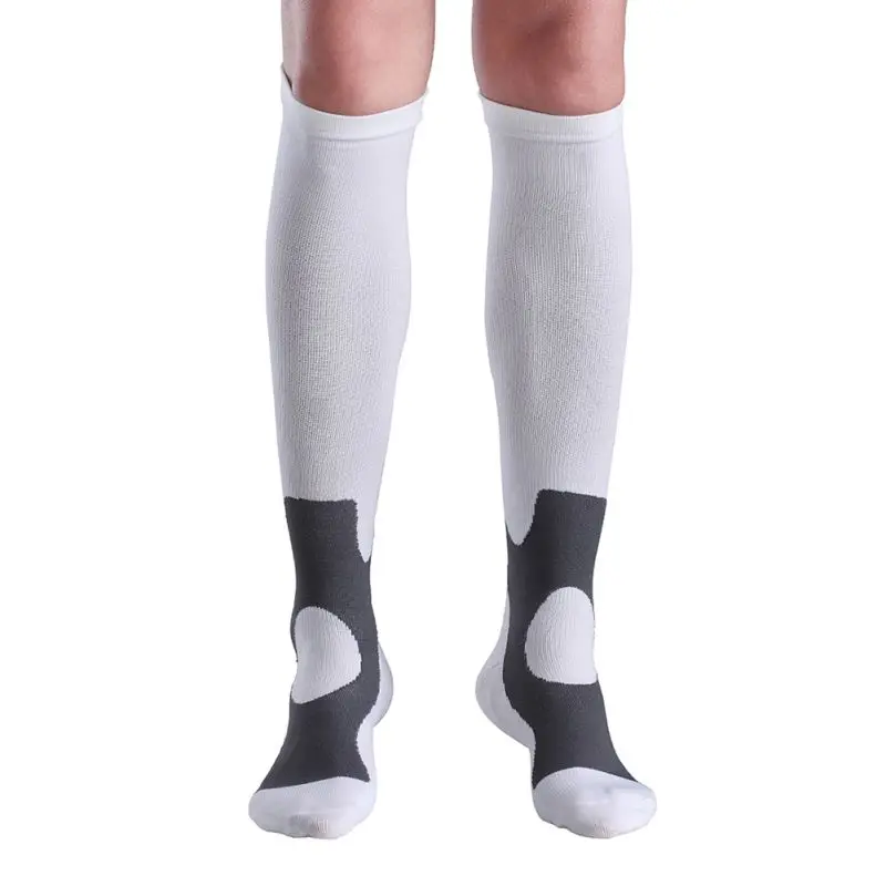 Женские мужские зимние носки, спортивные термоноски для бега, велоспорта, альпинизма, фитнеса, Длинные компрессионные дезодоранты, баскетбольные чулки - Цвет: Белый