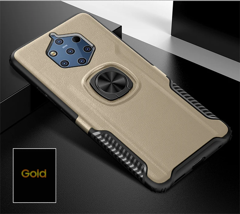 Чехол-бампер для Nokia 9 PureView, чехол-бампер для Nokia 8 9 Pure View, Мягкий силикон+ Жесткий Поликарбонат, защитный чехол, магнитный автомобильный держатель, полный Чехол - Цвет: Золотой