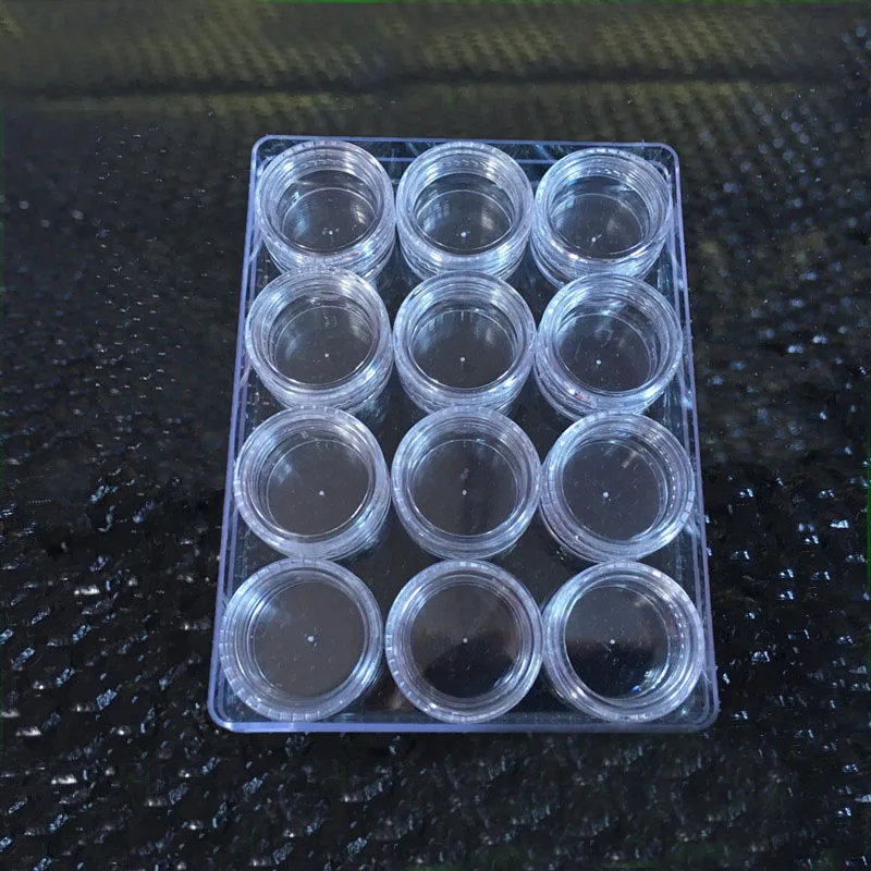 12 шт Пластиковые Мини косметические маникюрные 3g пустые бутылки крема для дизайна ногтей Стразы драгоценные камни контейнер для порошка многоразовые бутылки
