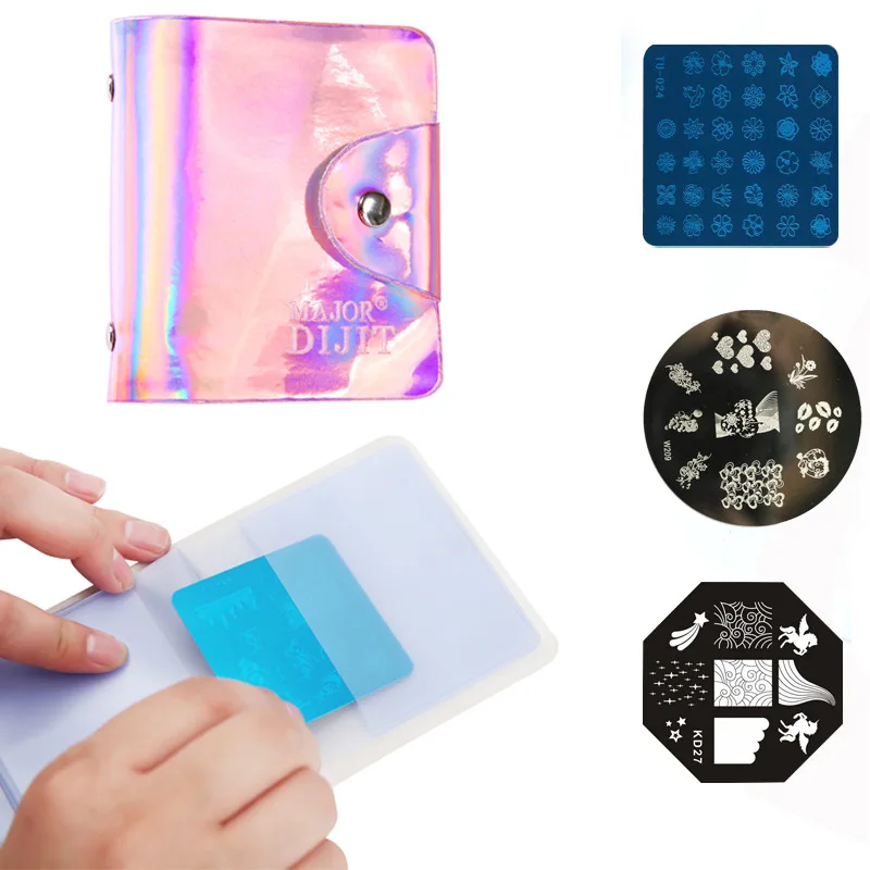 

32 Slots Nail Art Stamping Plate Empty Case Holder Square Round Plates Concise Storage Bag Manicure Stamp Template Organizer New