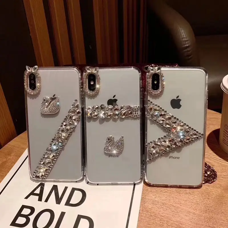 

Fashion color jewelry diamond mobile phone cases For iPhone X Xr 10 Xs Max 6 6s Plus 7 8 Plus New transparent point drill shell