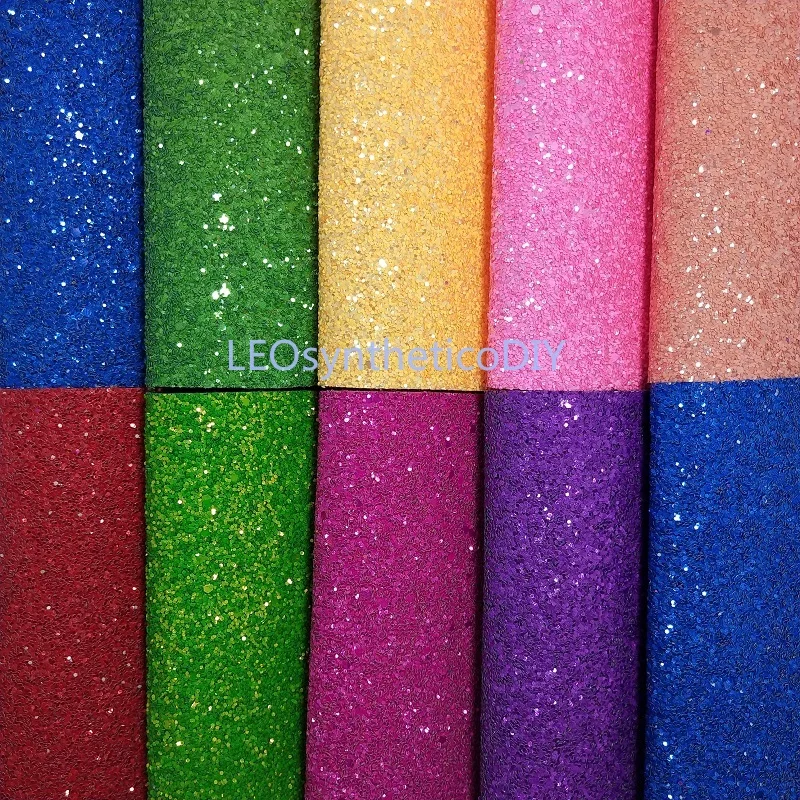 

1PC 21X29CM Color Matching Neon Fluo Chunky Glitter Leather For Making Bows Accessories LEOsyntheticoDIY T121