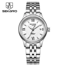 Genuine Sekaro Famous Brand Women Watches Luxury Automatic Waterproof Women Date Lady Stainless Steel Silver Female Casual Watch