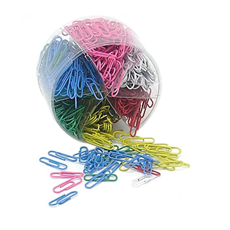

Paper Clips In Assorted Colors, Medium Size, 600 Pieces! Reusable Plastic Tub With Lid,Paperclips For Office School And Person