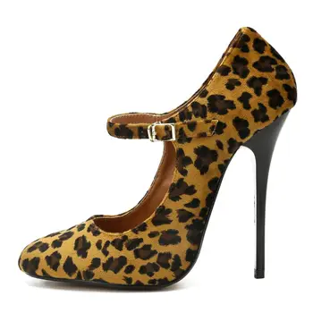 

Free shipping 13cm leopard buckle strap high heels 7-19