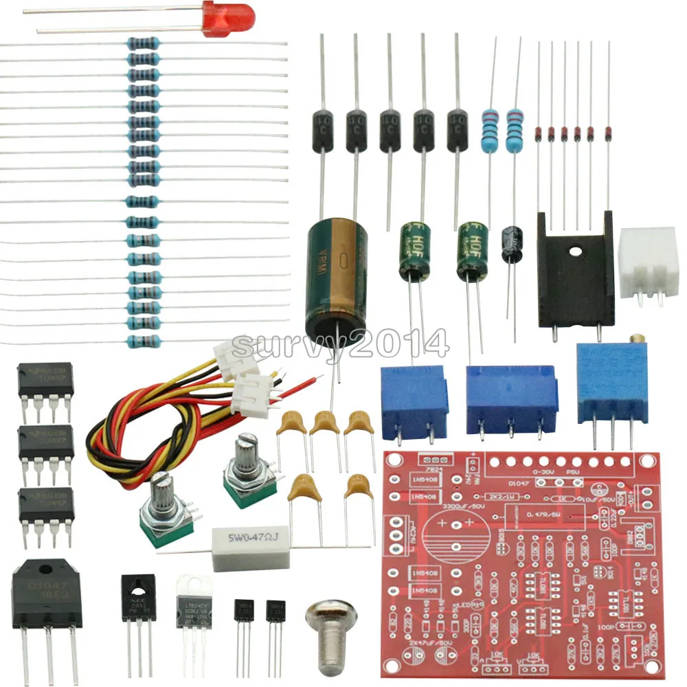 

0-30V 2mA-3A DC Regulated Power Supply DIY Kit Continuously Adjustable Current Limiting Protection for school education lab