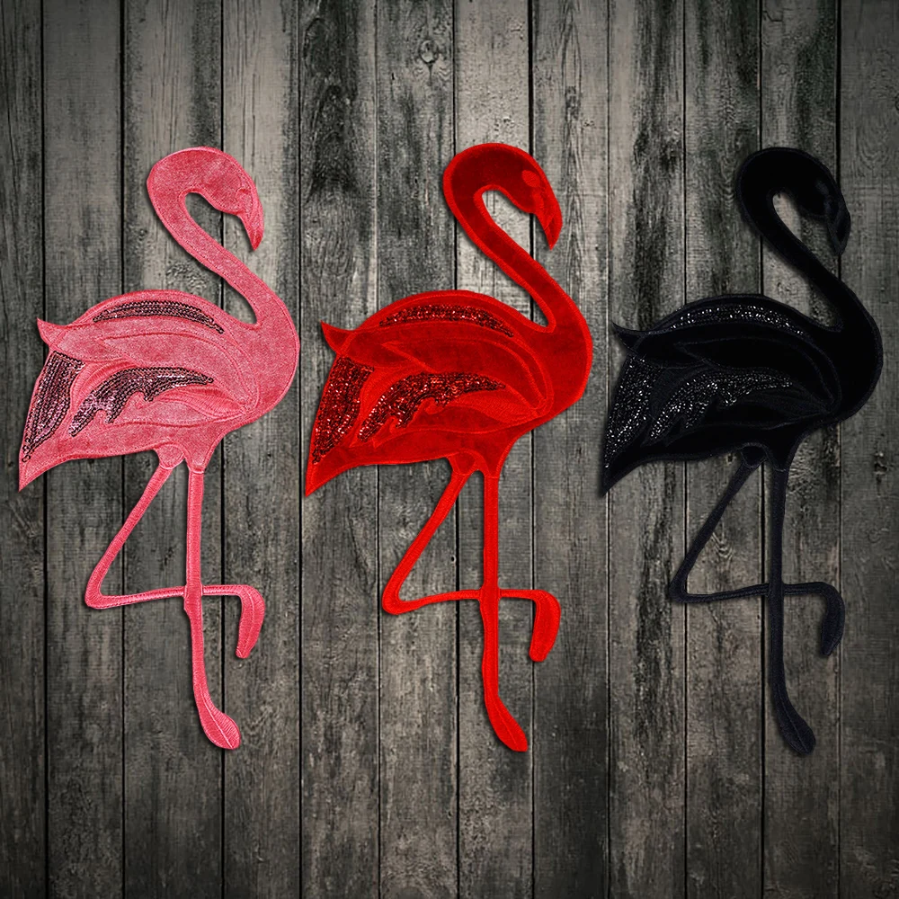 

High Quality 1pc Flamingo patch Embroidered Patches for Clothing sew on Badge Clothes Sticker Stripes Applique