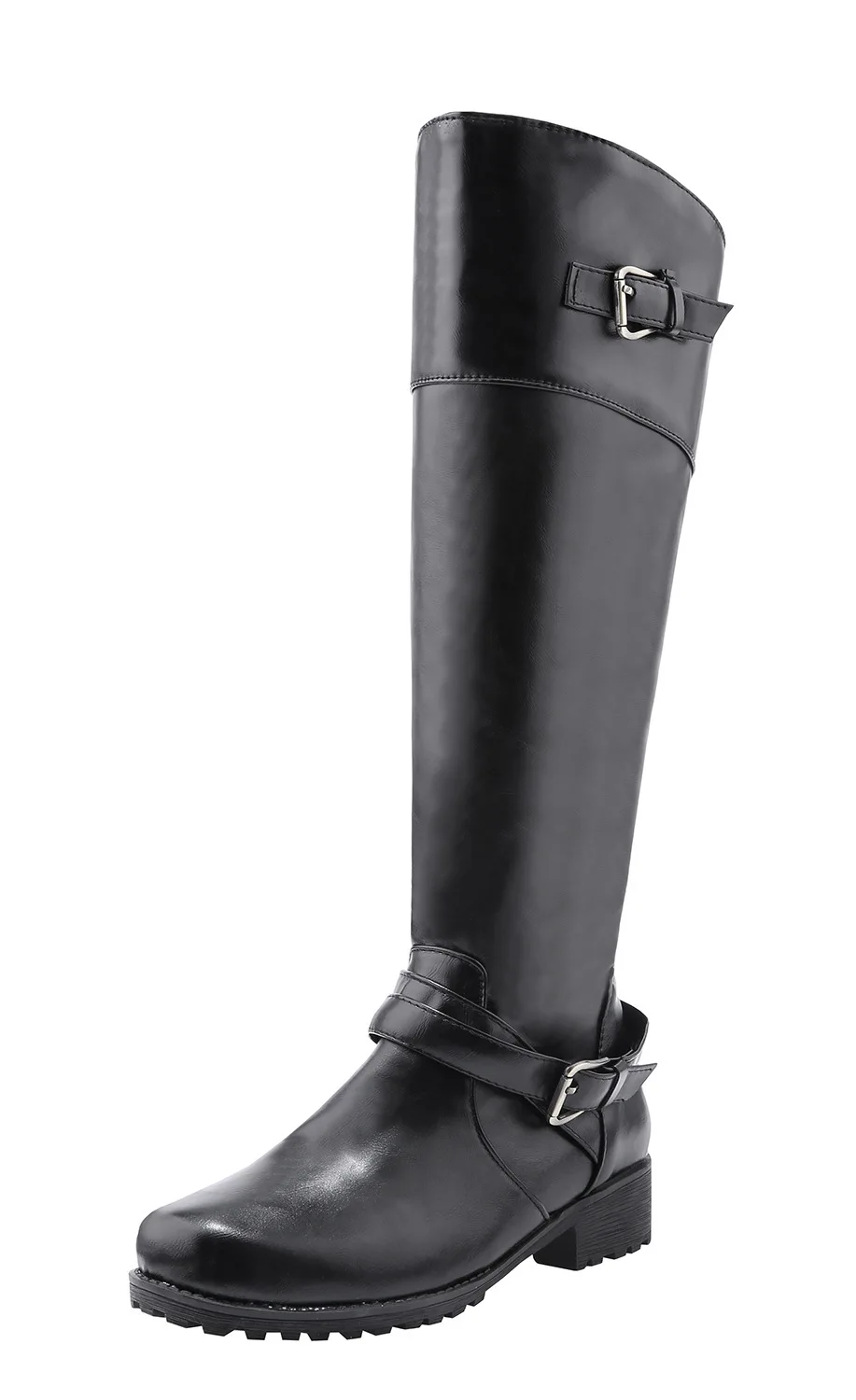 

Flat Boots Women Shoes Zipper Long Booties Round Toe Over The Knee Fashion Buckle Strap Rubber Sole Women Boties Black Camel