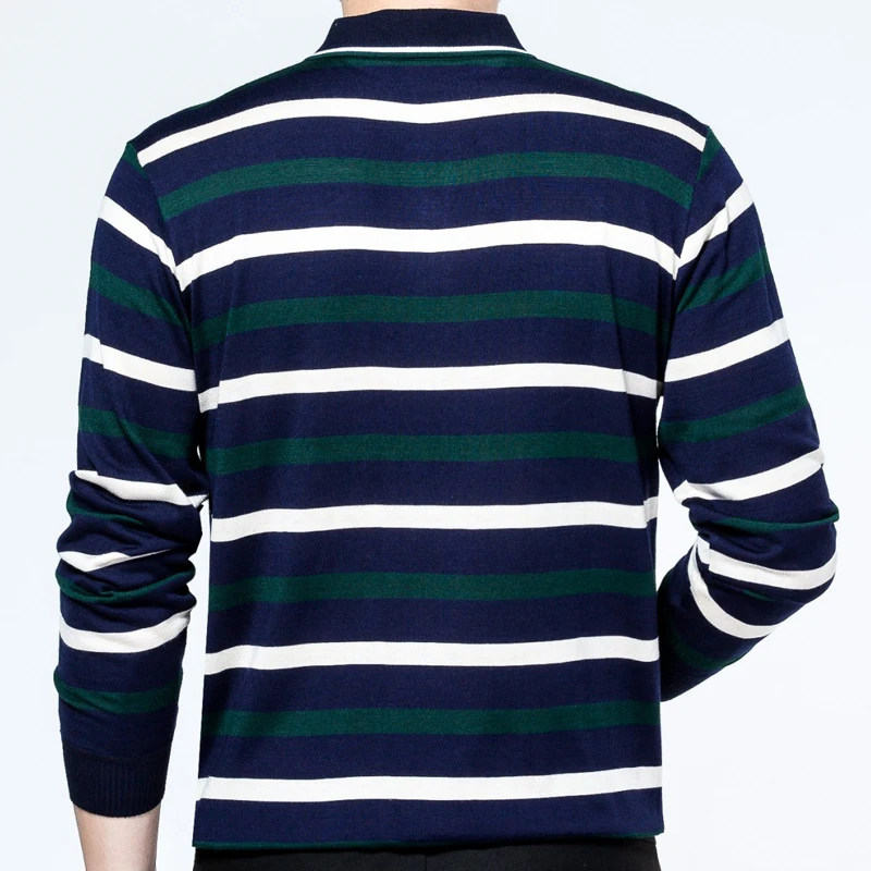 Мужская хлопковая рубашка поло в полоску с длинным рукавом|striped polo shirt men|striped shirtpolo