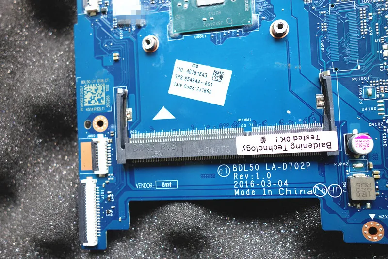 Подходит для материнской платы HP 250 G5 854944 601 001 SR2KN N3060 BDL50 LA D702P DDR3 материнская плата