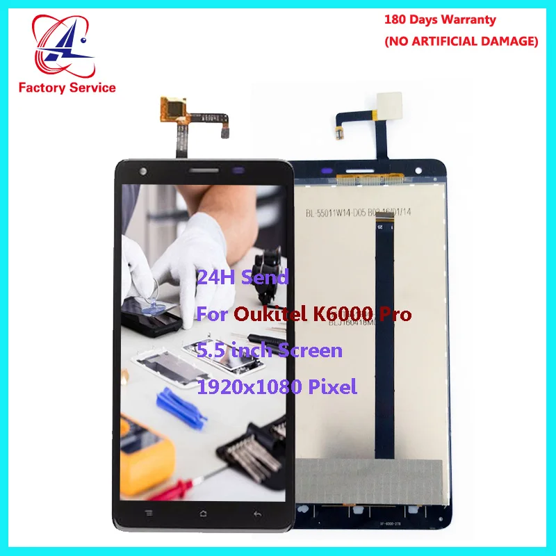 Beste Voor Originele Oukitel K6000 Pro Lcd scherm + Touch Screen Digitizer Sensor Vergadering Vervanging 5.5 \
