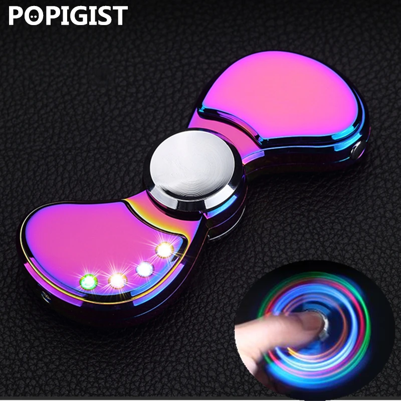 New Colorful hand Fidget Spinner metal USB Lighter with Heating Wire