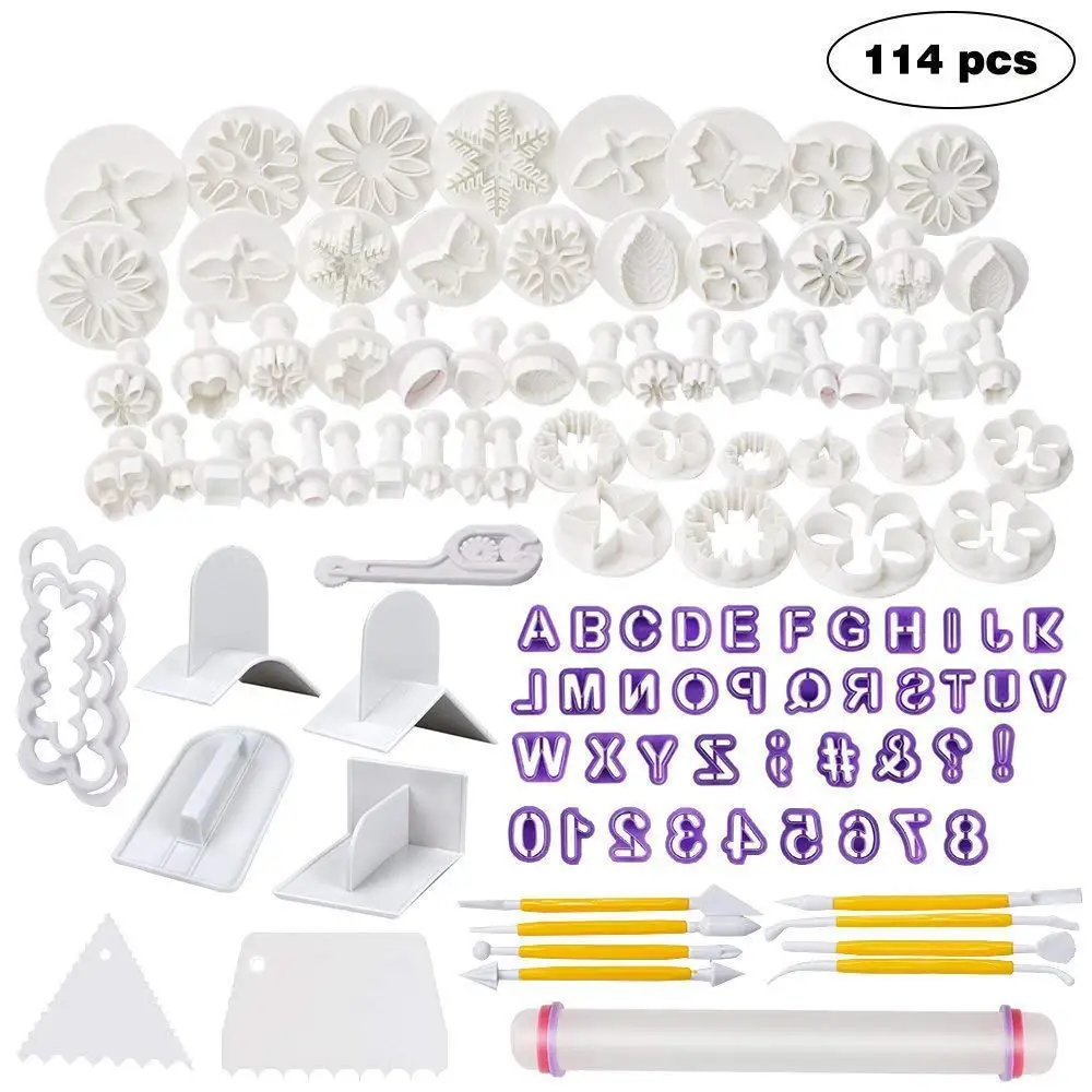 Fondant Molds 114 Cutters and Fondant Decorating Tools Set Cake