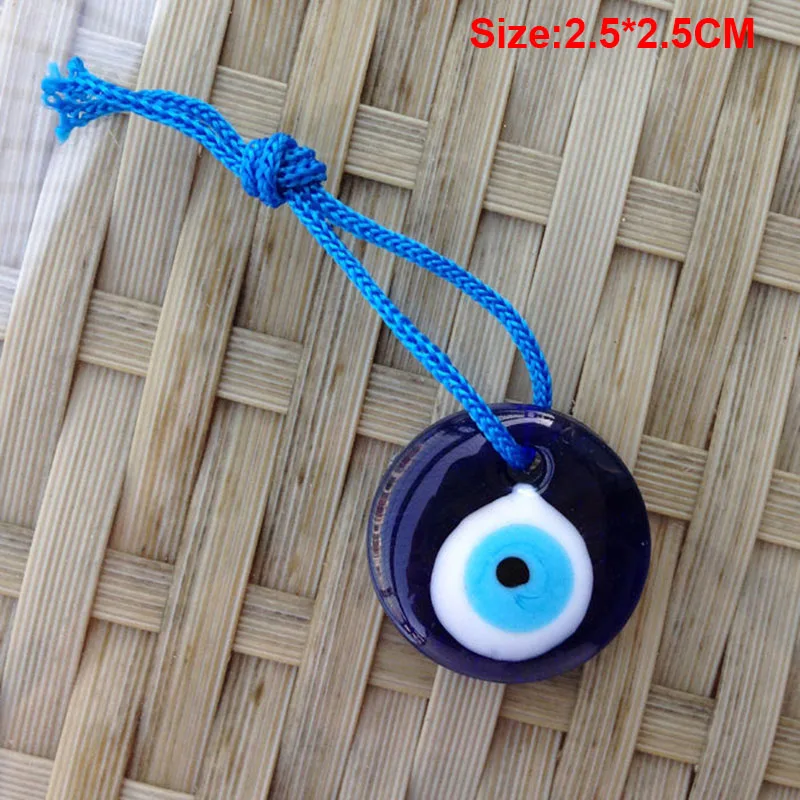 Lampwork Glass Turkish Evil Eye Charm Pendant Car Home Amulet Turkey Ornament TN88 - Цвет: 2.5x2.5cm