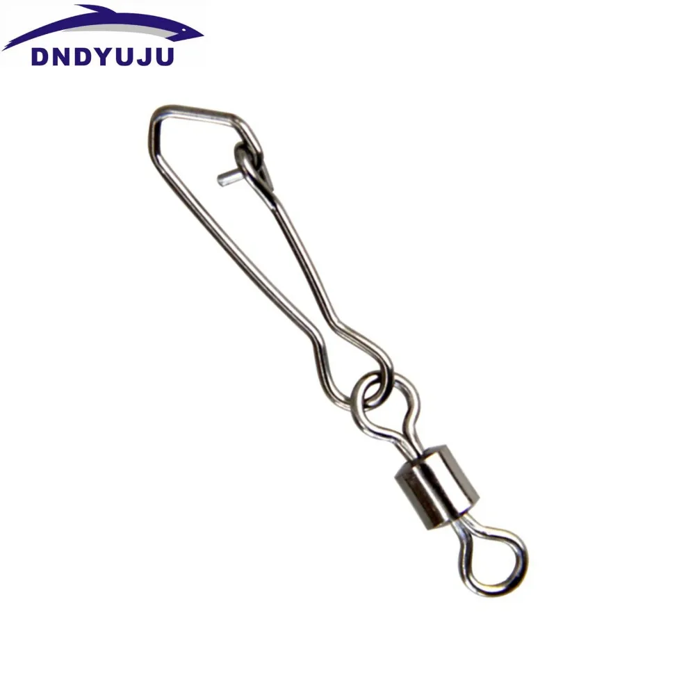 

DNDYUJU 30pcs Stainless Steel Fishing Bearing MS+QL Swivels Interlock Rolling Swivel with Hooked Snap Fishing Hook Connector