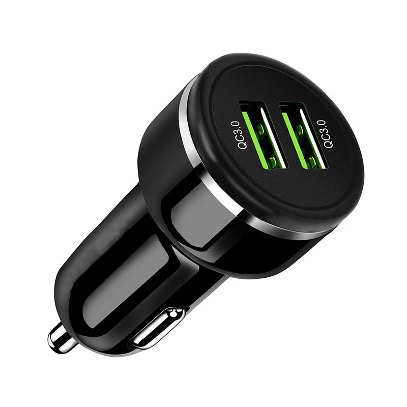 شاحن سيارة ثنائي USB ميناء سريعة تهمة 3.0 سيارة شاحن سريع سيارة USB شاحن لسامسونج هواوي HTC اللوحي USB الهاتف شاحن