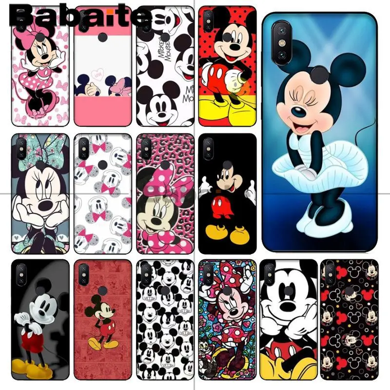 

Babaite Mickey Minnie mouse Soft silicone black Phone Case For redmi 5plus 5A 6pro 4X note5A note4x note6pro 6A funda