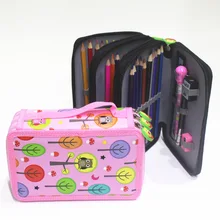 Cute Penal School Pencil Case Kawaii Cartoon Pen Bag 32/52/72 Holes Penalty Pencilcase Large Box Pouch for Girls Boy Stationery sketch school pencil case 72 holes penalty pencilcase large zipper pen bag four multi layers boy girls set box stationery pouch