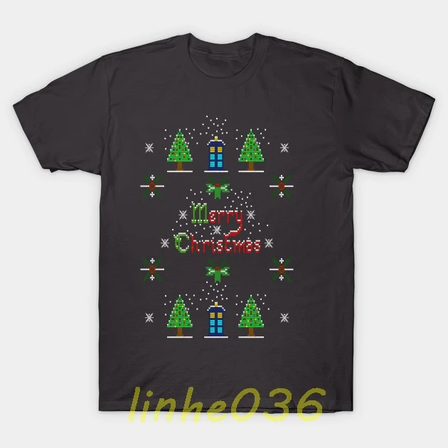 2019 Christmas T-shirt Festival Men's and men's T-Shirt MERRY TARDIS | Мужская одежда