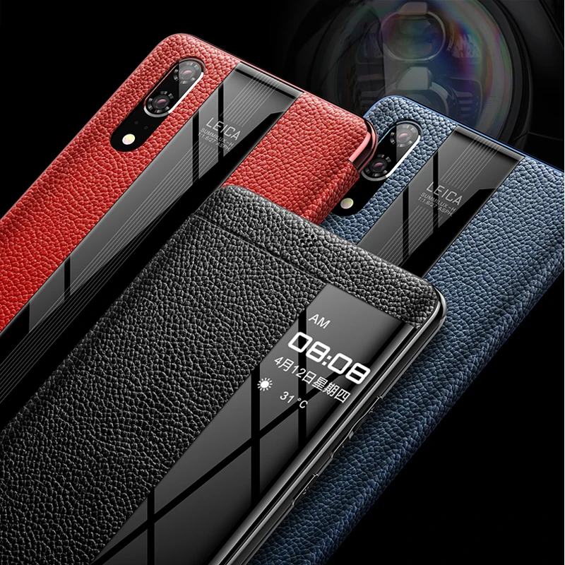 Роскошный чехол из натуральной кожи для Huawei P20 Pro Smart View кожаный флип P 20 защитный