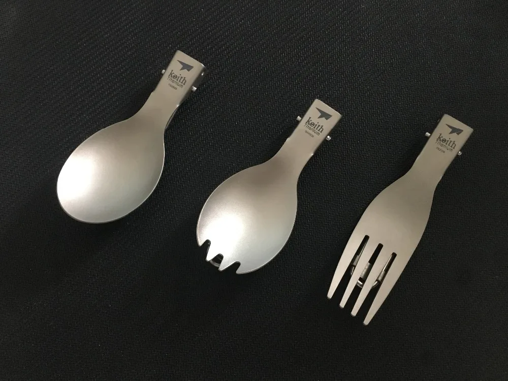 Кит 3 в 1 титановая Складная Ложка Вилка Spork набор столовых приборов с фланелевыми сумками походные столовые приборы набор посуды для улицы 3 шт