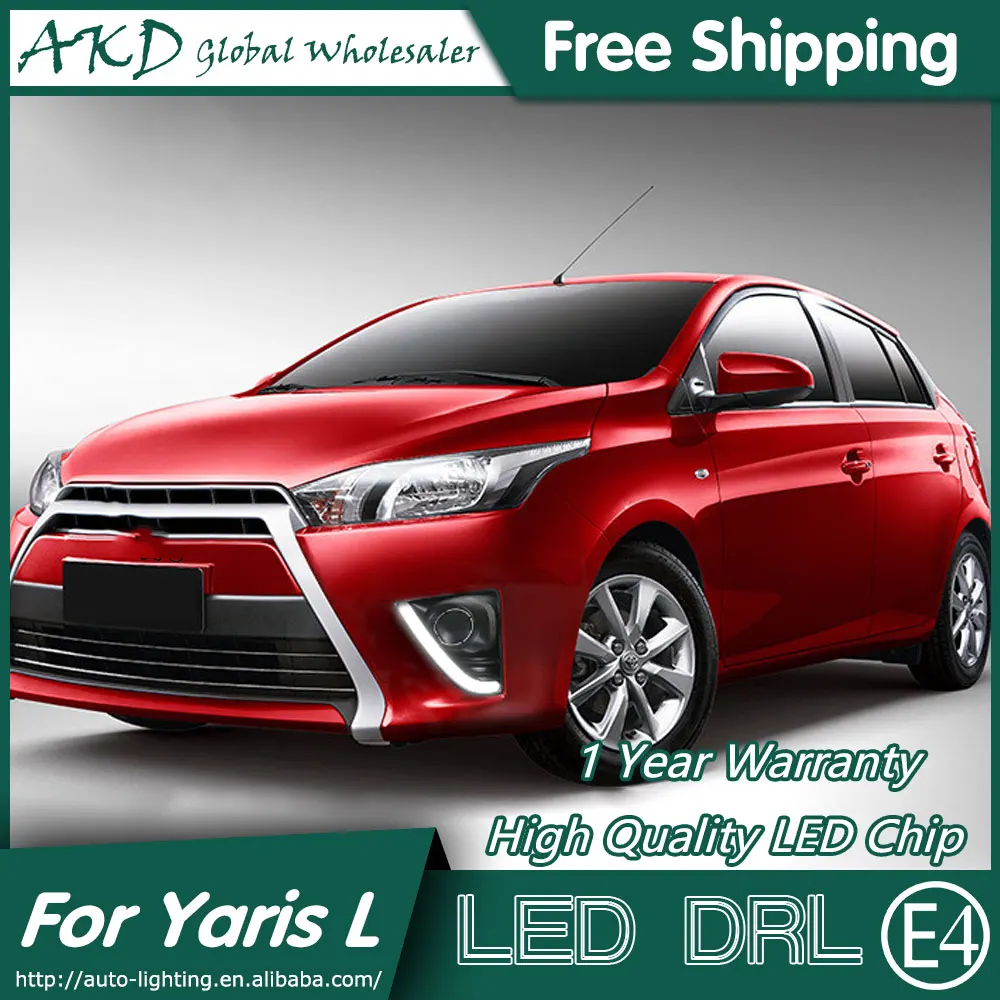 AKD Car Styling for Toyota Yaris LED DRL 2014 2015 New Yaris Cob Design