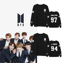 kpop BTS new album with the same round neck double bar pullover thin section men and women spring and autumn shirt kpop BTS new album with the same round neck double bar pullover thin section men and women spring and autumn shirt