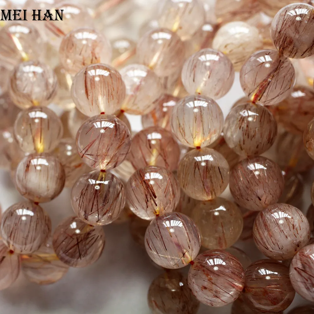 

Meihan Natural one way rutile quartz 13-13.5mm (30beads/lot/95g) for Jewelry diy making women bracelet men bracelet