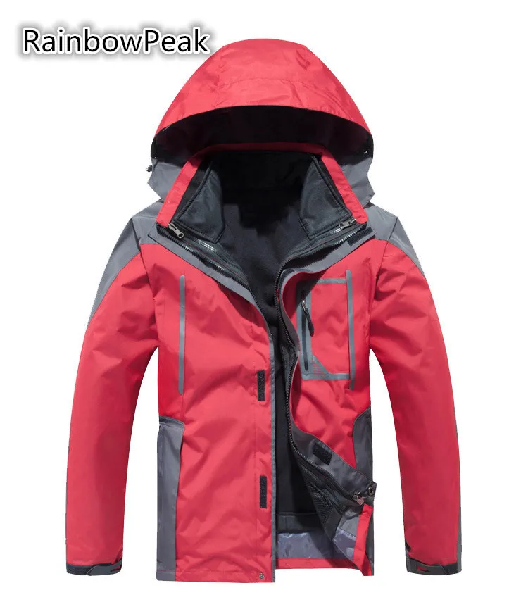 

Autumn Winter Men's hiking jacket outdoor 2-in-1 Fleece lining thermal Waterproof coat skiwear Windbreaker Hunting Parka outwear