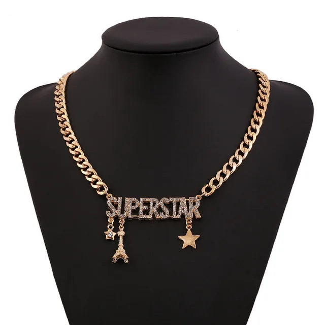 8 Designs Hip Hop Swag Solid Chunky Gold Chain Necklace Initial Letters