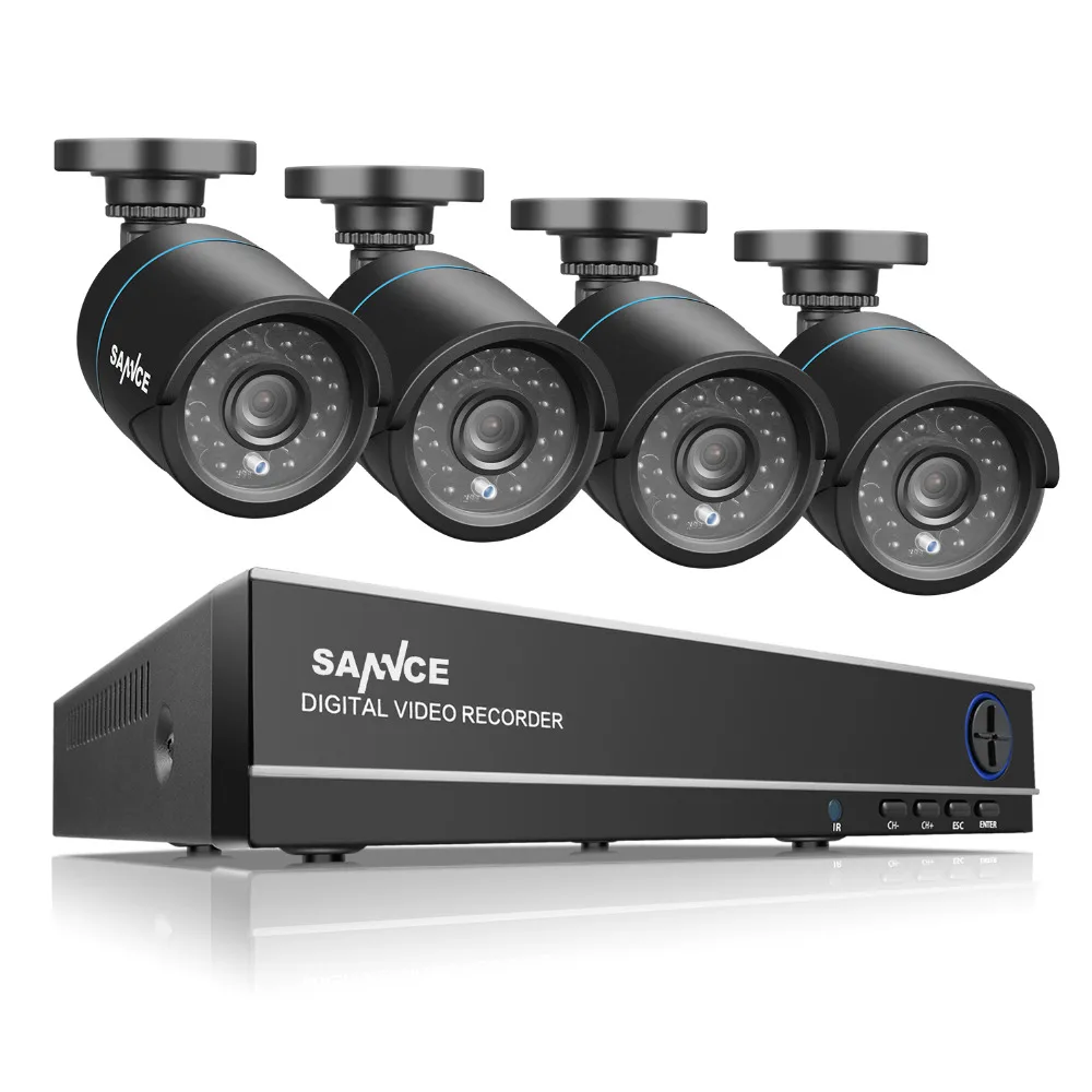 SANNCE 8CH CCTV System 4 in 1 DVR 4PCS 720P IR Weatherproof Outdoor Camera Home Security System Surveillance Kits Email Alert