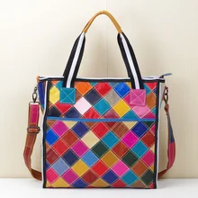 Erste schicht des rindleders echter lederner beutel bunten farbblock aus echtem leder mode tasche umhängetasche quer über körper frauen