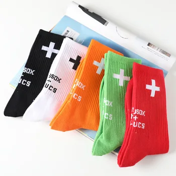 

Harajuku Street color striped cotton socks men's sports socks casual unisex socks Europe and the United States trend high socks