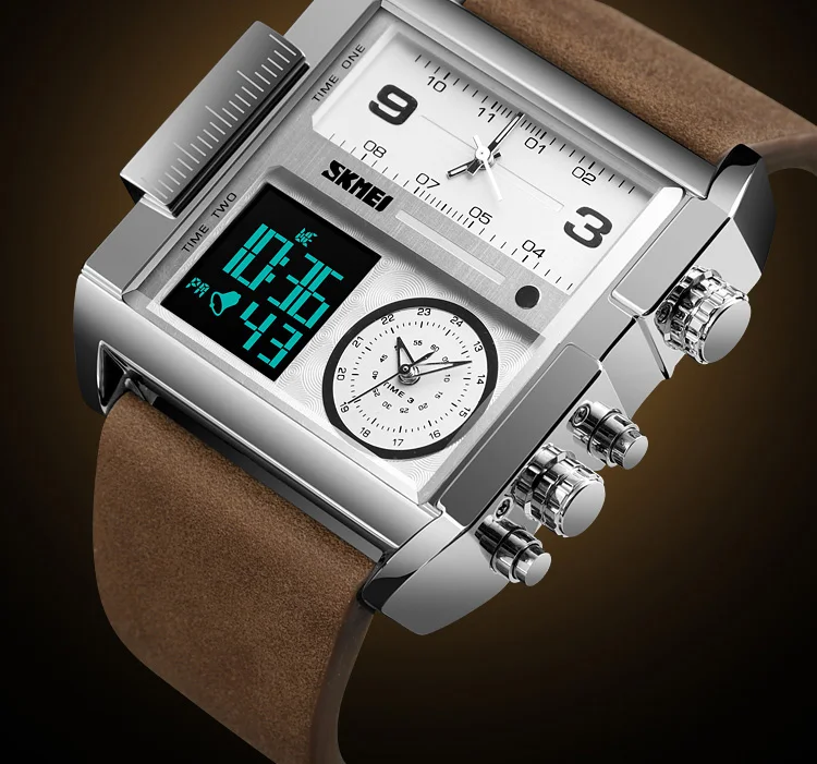 Модель для мужчин спортивные часы Роскошные несколько часовых поясов цифровые часы водостойкий браслет Лидирующий бренд Montre Homme мужской часы