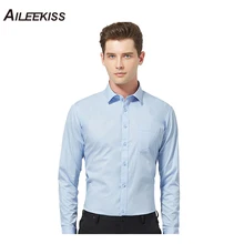 AILEEKISS Демисезонный Повседневное Новинка г. Модные Офисные мужские однотонные рубашки бренд Длинный рукав платье Тонкий футболки Мужской топы XT765