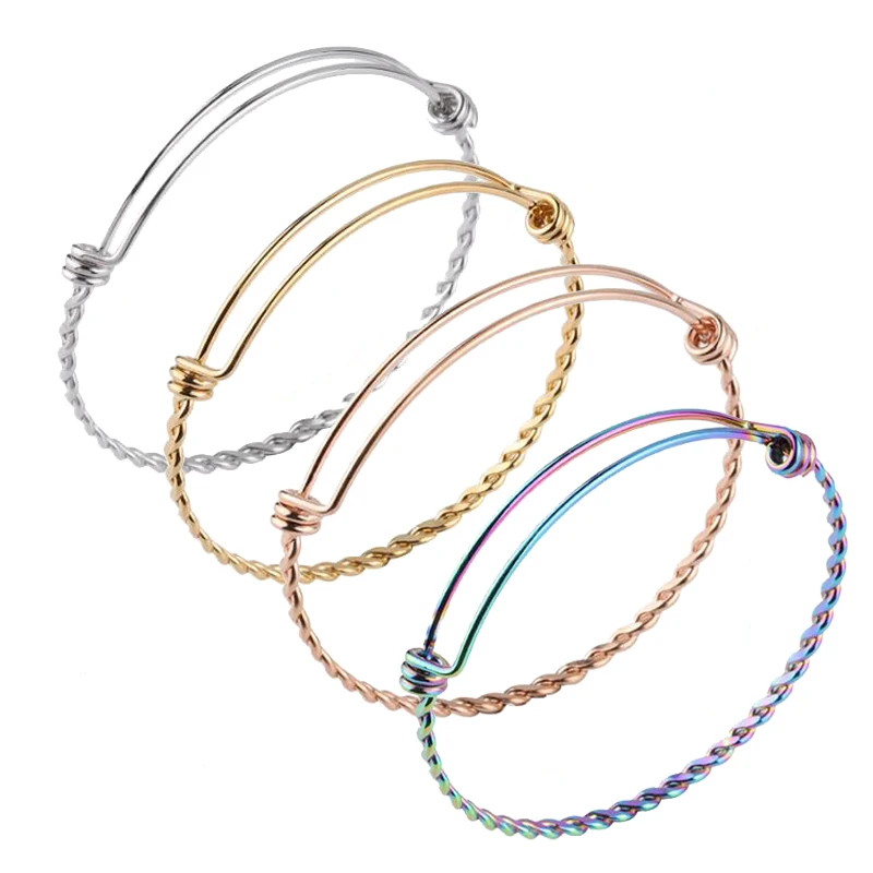 Fnixtar 316L Adjustable Stainless Steel Bangle &amp Bracelet Twist Wire 4 Colors Cuff 30pcs/lot | Украшения и аксессуары