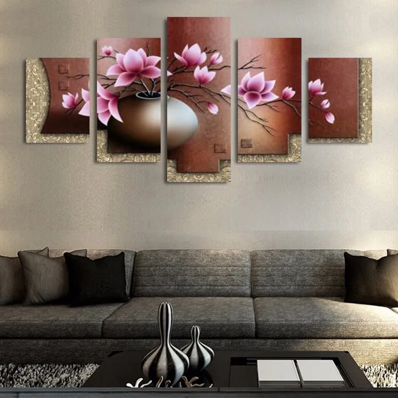 

Modern Canvas Wall Art Frame 5 Panel Beautiful Flower Modular Pictures For Living Room Home Decor Abstract Painting On Canvas