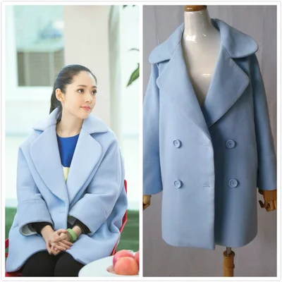 

UK Brand New Fashion 2019 Autumn Winter Double breast Quilted Long Coat Women Light blue Turquoise Overcoat casaco manteau femme