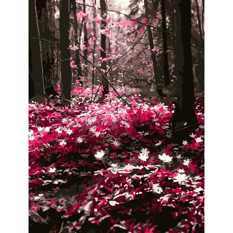 Картина по номерам DIY дропшиппинг 50x65 60x75 см розовый лес романтический пейзаж холст свадебное украшение художественная картина подарок