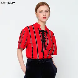 OFTBUY бренд 2019 Новинка весны Повседневный свитер для женщин пуловер полосатый вязаный короткий рукав бабочка топ уличная верхняя одежда