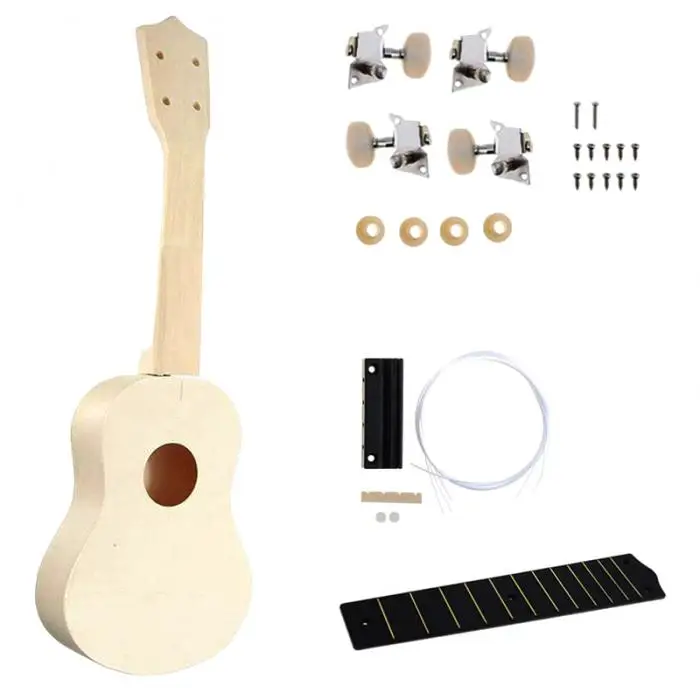 Простые забавные Гавайские гитары укулеле DIY Kit Гавайи гитары ручной работы поддержка живопись детская игрушка сборка для любителя FJ88