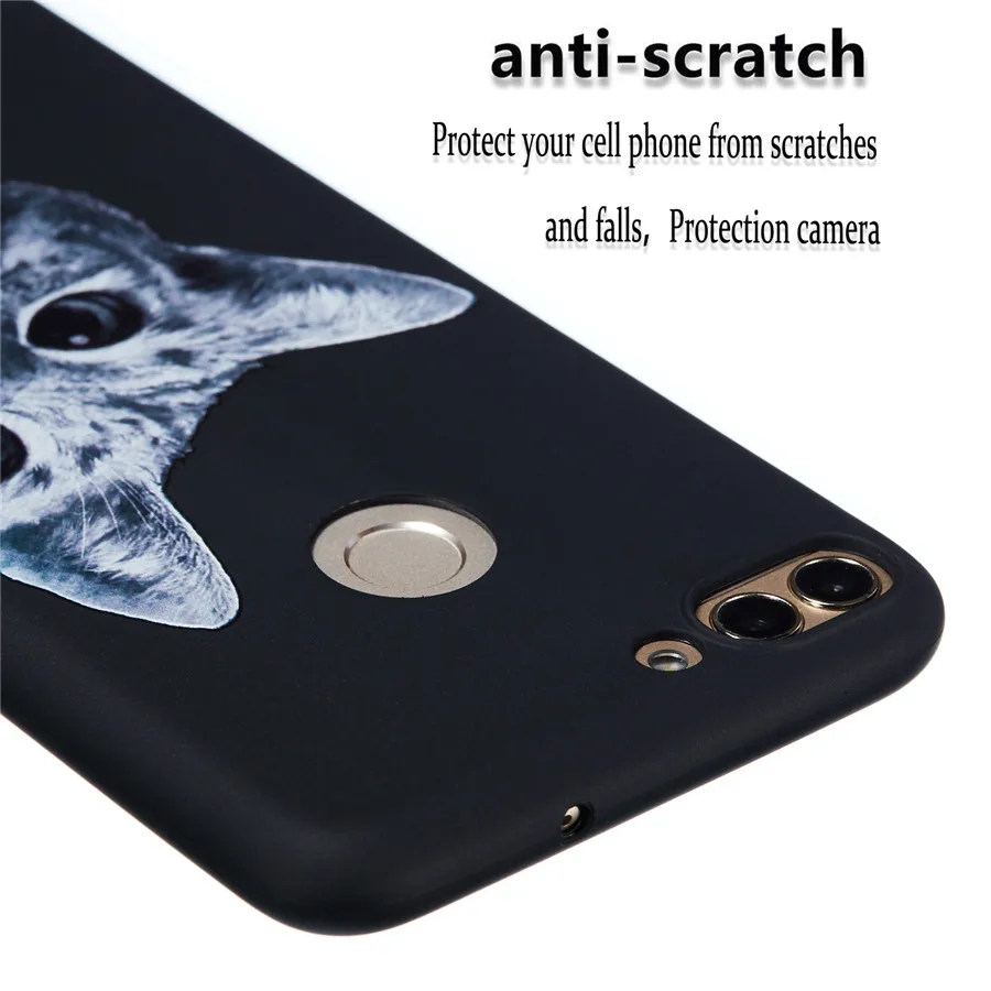 Умный чехол для huawei P Smart fig lx1 силиконовый 5 65 дюйма с рисунком кошки собаки и Луны