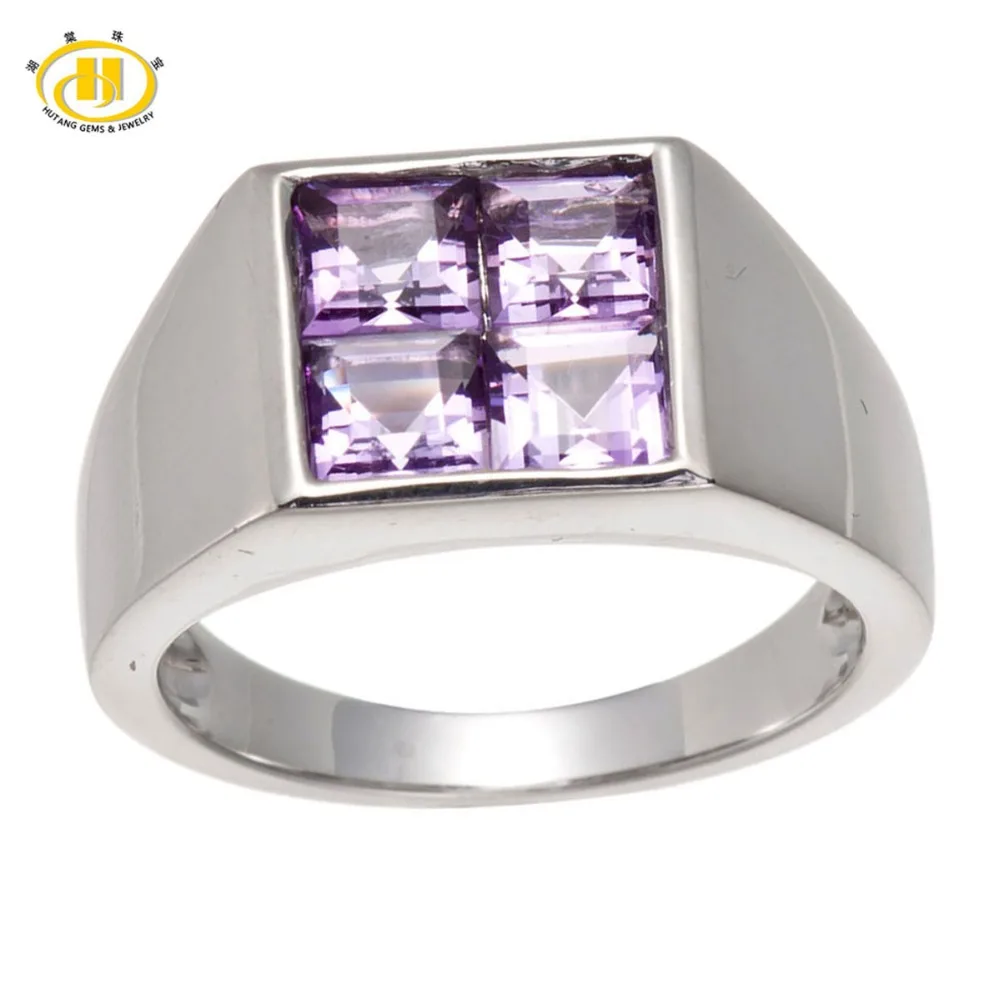 

Hutang Natural Gemstone Amethyst Rings Solid 925 Sterling Silver Ring Womens Party Fine Elegant Jewelry Best Gift Wholesaler New