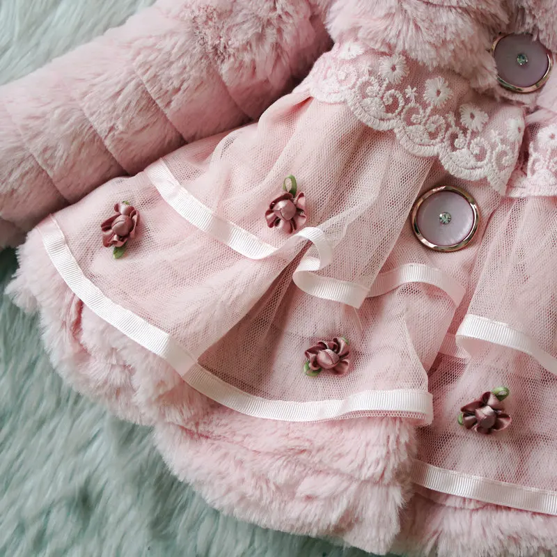 Осенне-зимняя одежда; детская верхняя одежда; платье; куртка для девочек; Пальто с воротником из искусственного лисьего меха; Розничная ; Одежда с бантом