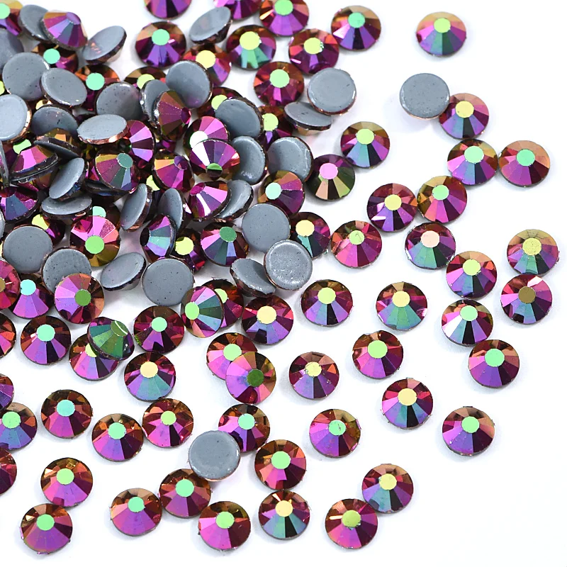 

Rainbow Rose Gold Hot Fix Rhinestones Rose Gold AB Iron On Hotfix Strass Stones for Transfer Design SS6-SS30 Y3848