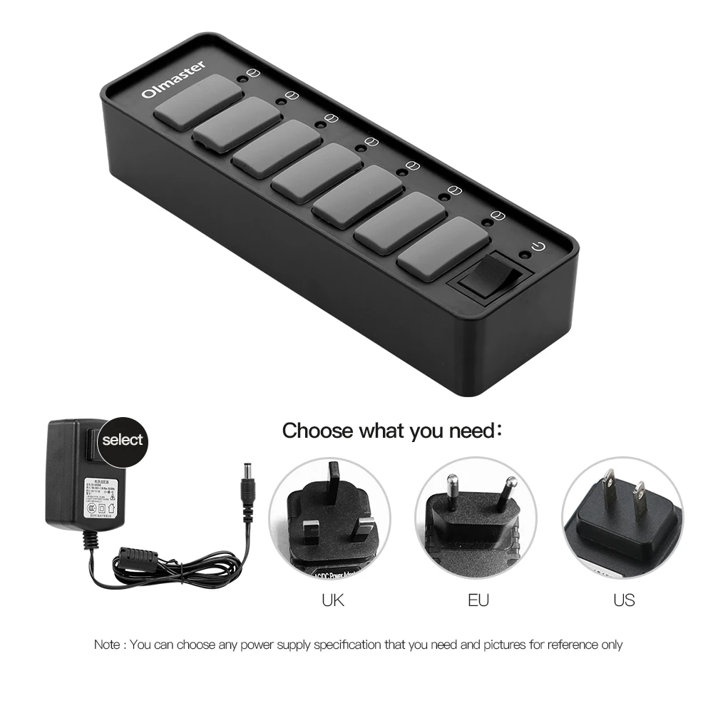 OImaster 7 портов USB 3,0 концентратор 5 Гбит/с высокоскоростной концентратор Быстрая зарядка поддержка для Windows/XP/Linux/Mac/Mix с адаптером питания
